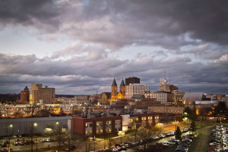 Akron Ohio skyline for business phone system providers in the Akron metro area.