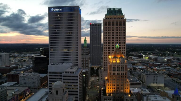 Tulsa Oklahoma skyline for business phone system providers in the Tulsa metro area.